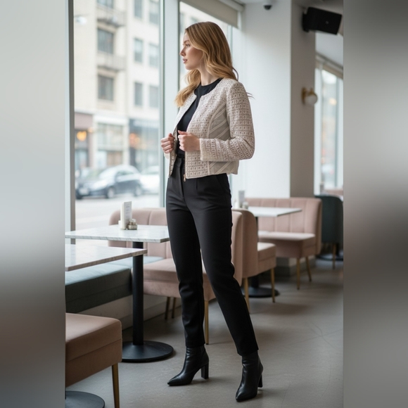 Crochet Lace Sheer Mesh Zip-Up Jacket White Ivory Boho Romantic Barely Worn - Picture 4 of 14